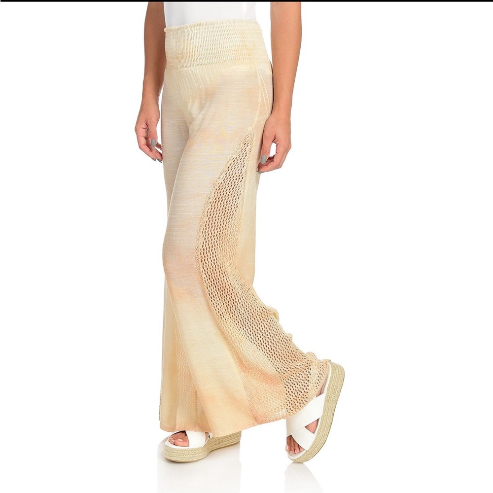 Elan Chic Beige Knit Wide-Leg Pants NWT Size large